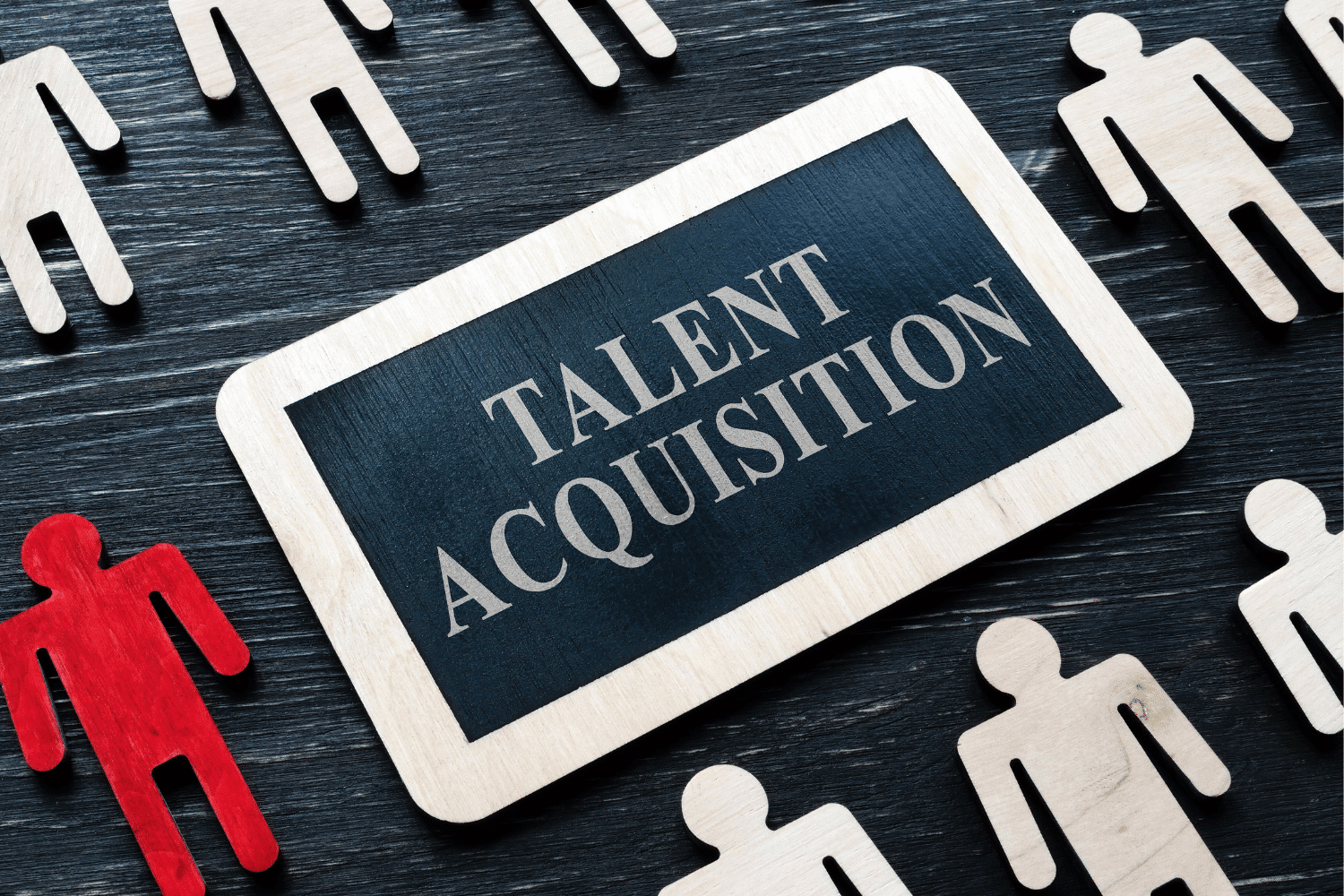 talent acquisition graphic with red and white people icons
