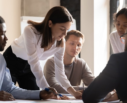 team working together in office