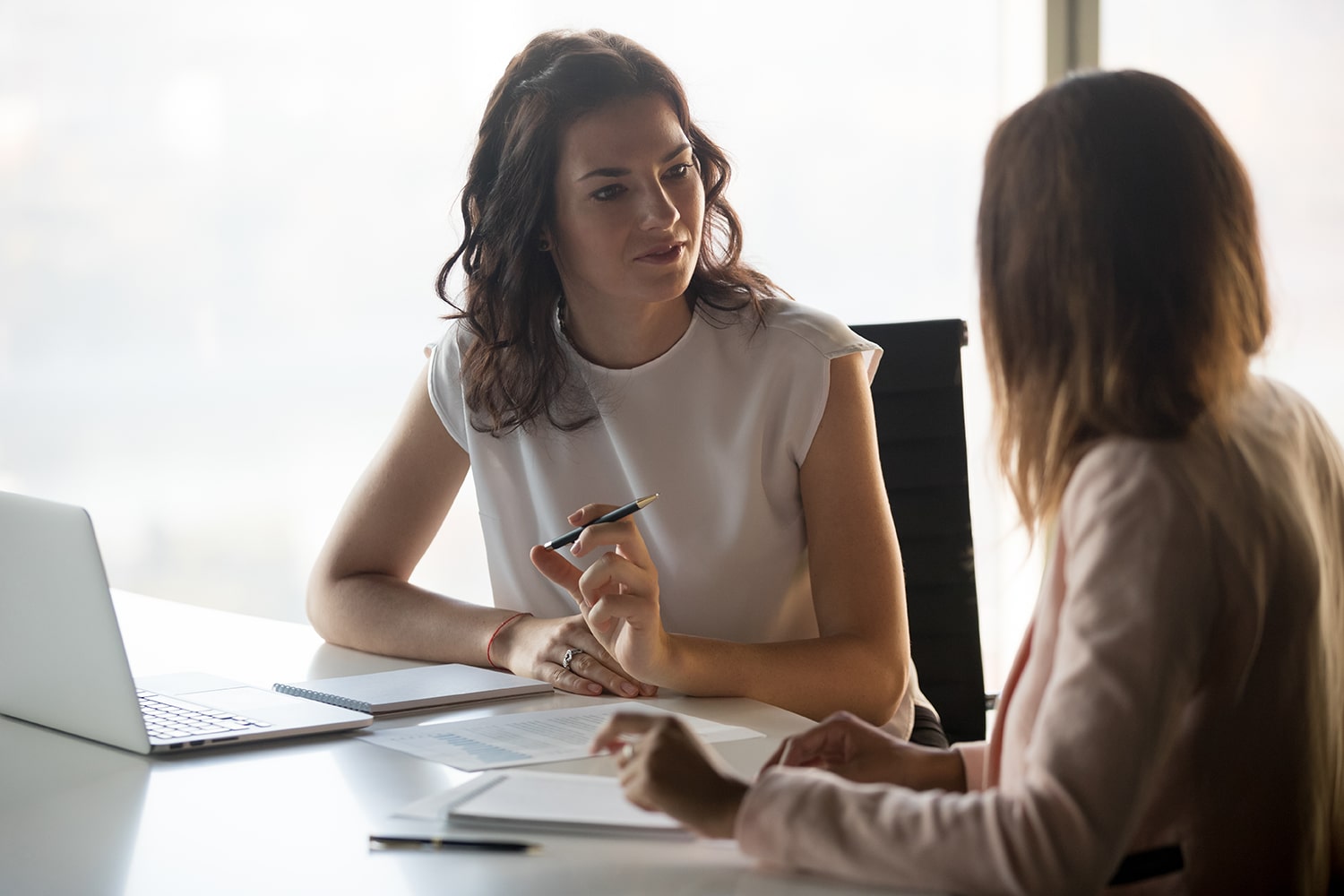 businesswoman interviewing woman candidate