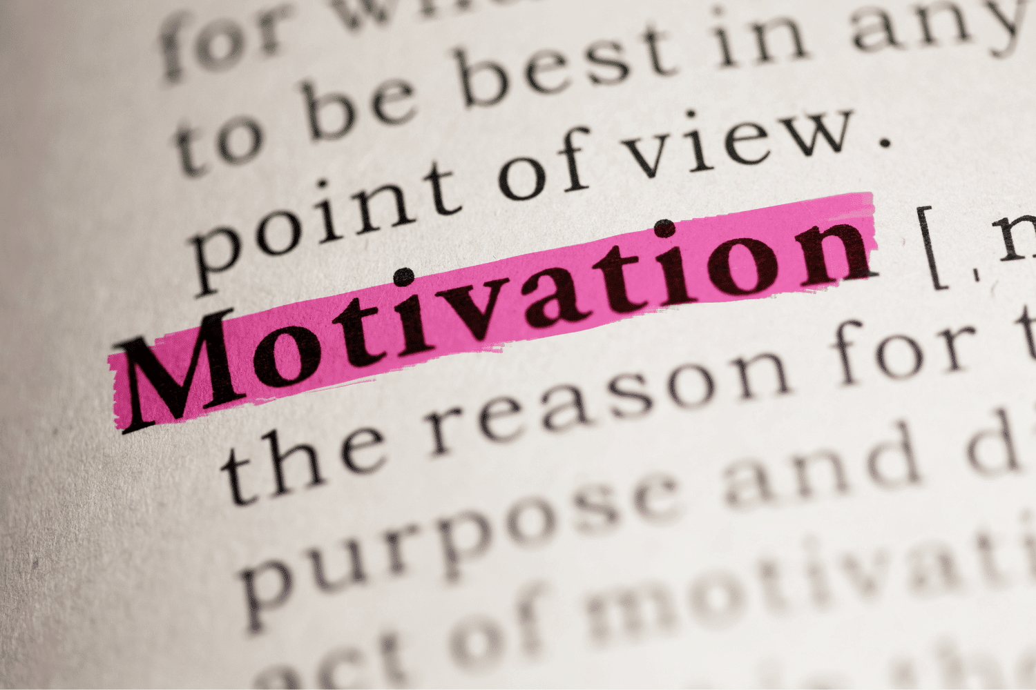 page of dictionary with the word Motivation highlighted in red