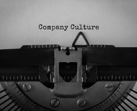 old typewriter with the words company culture typed out