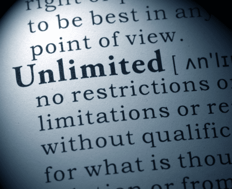 dictionary page showing part of the definition of the word "unlimited"