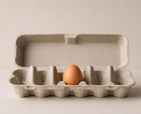 Single brown egg in an open carton symbolizing a hard-to-find finance executive