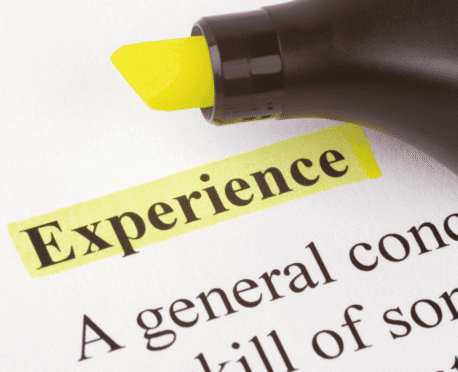 Yellow highlighter emphasizing the word “Experience,” representing the value of CFO industry experience in executive hiring